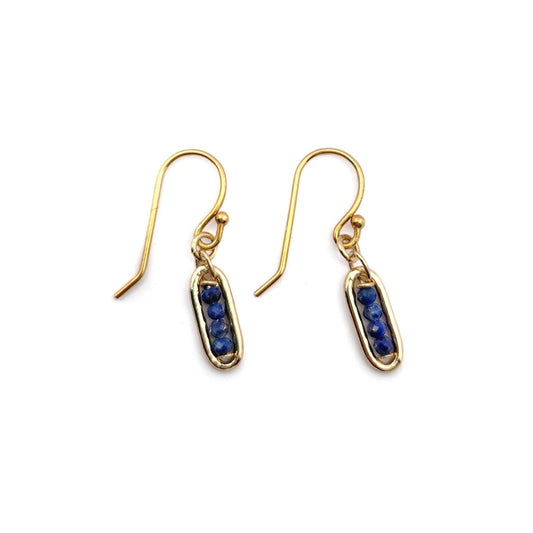 Tiny Gold Vermeil Oval Tanzanite Earrings