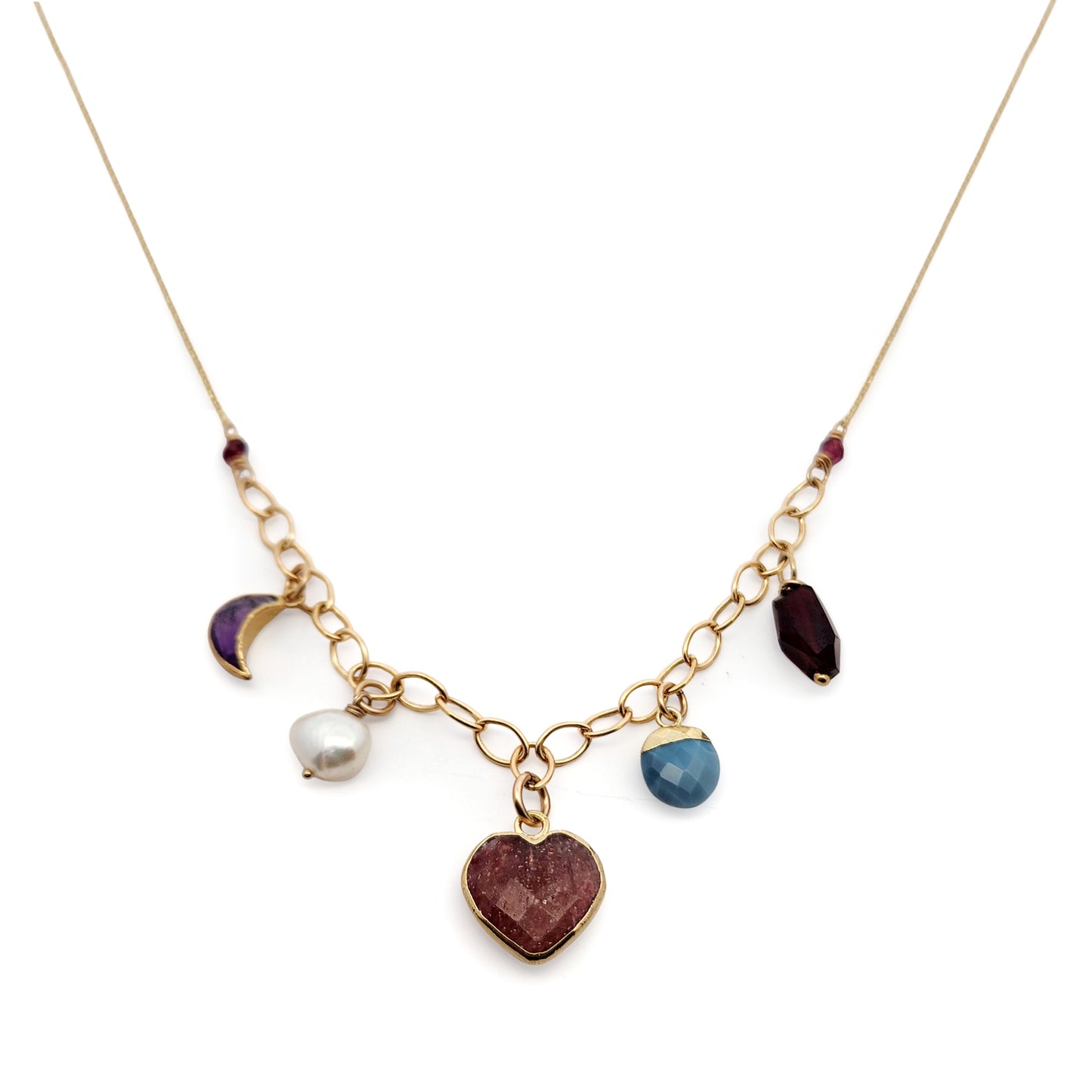 Assorted Gemstone Charms Necklace