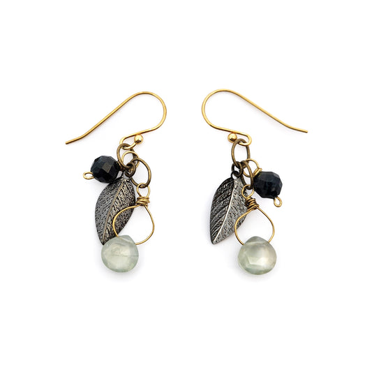 Gemstone & Leaf Cluster Earrings