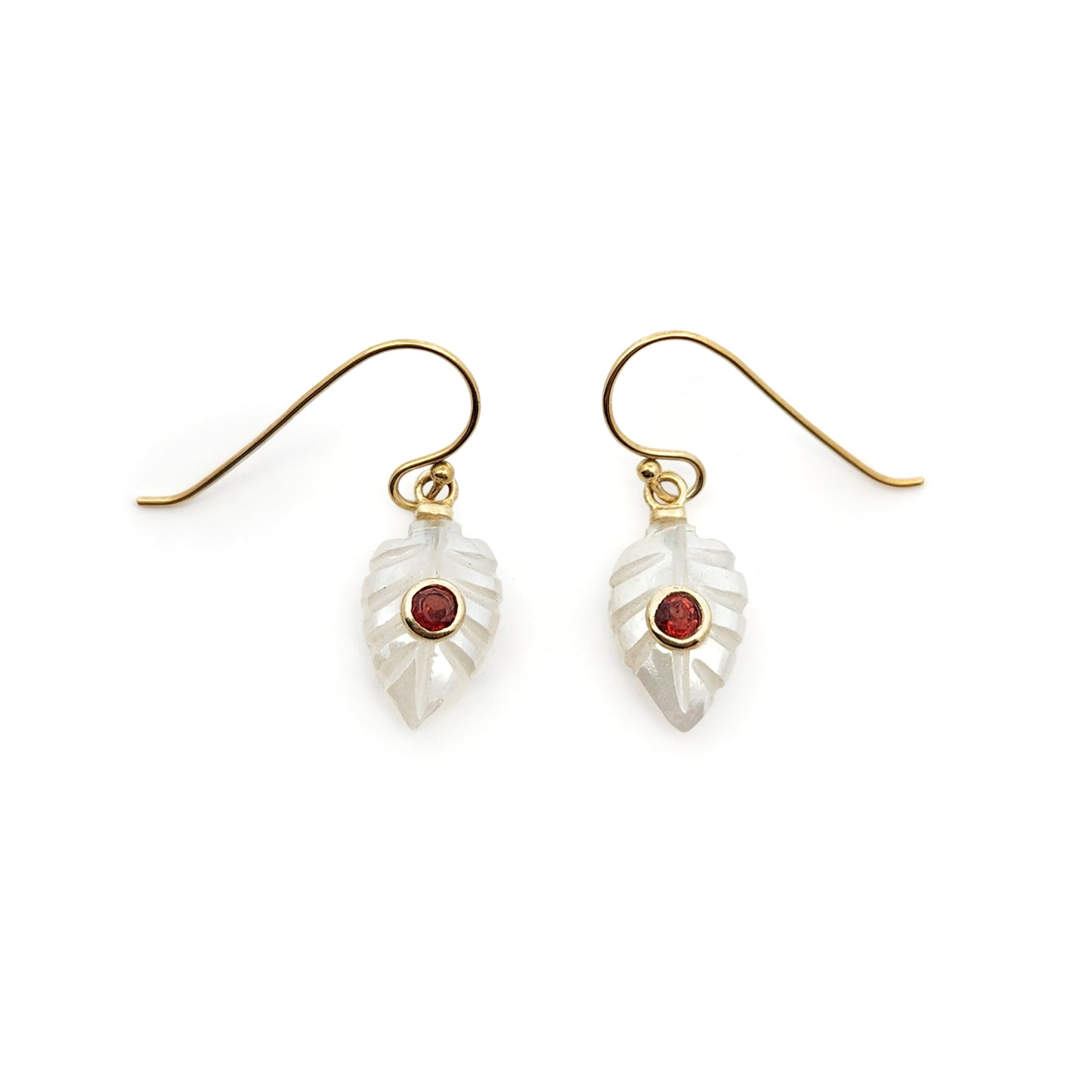 Carved Moonstone & Garnet Earrings