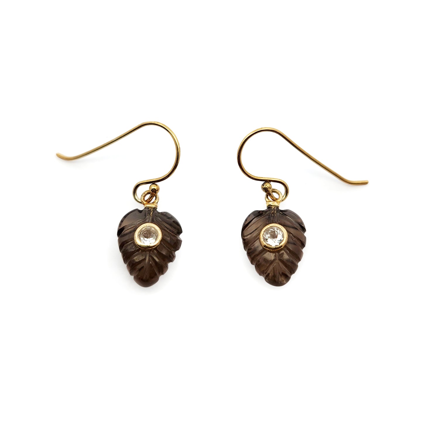 Carved Smoky Quartz Earrings