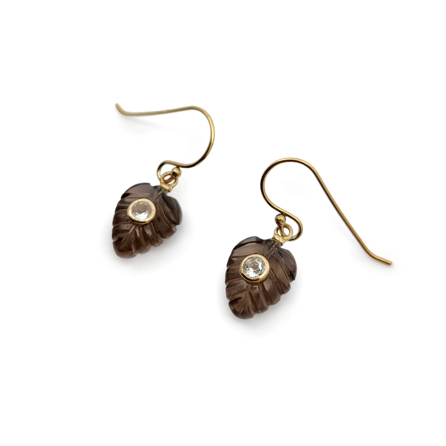 Carved Smoky Quartz Earrings