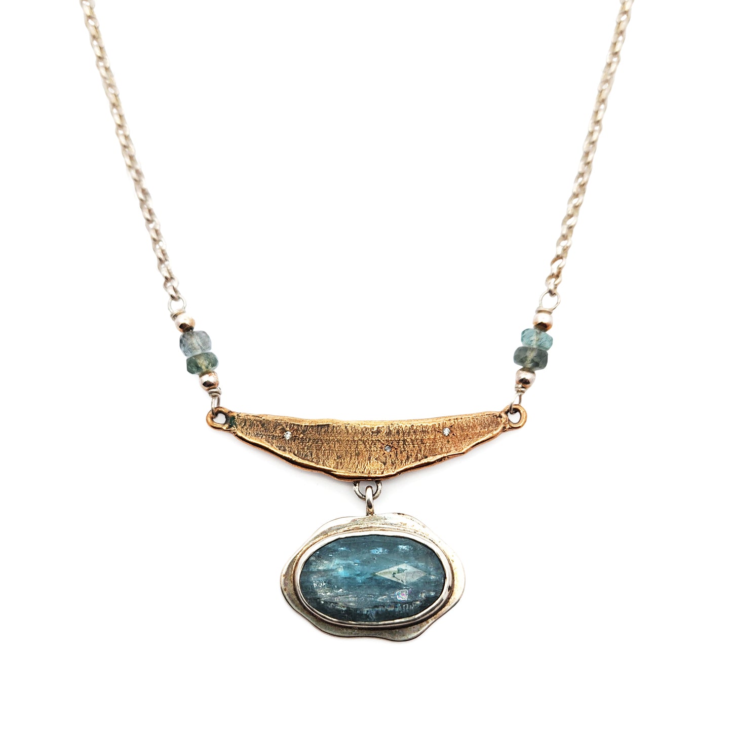 Sterling, Bronze & Kyanite Organic Necklace