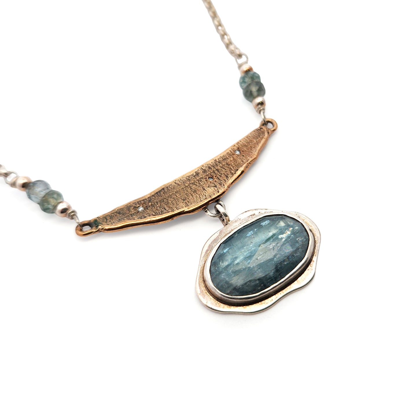 Sterling, Bronze & Kyanite Organic Necklace