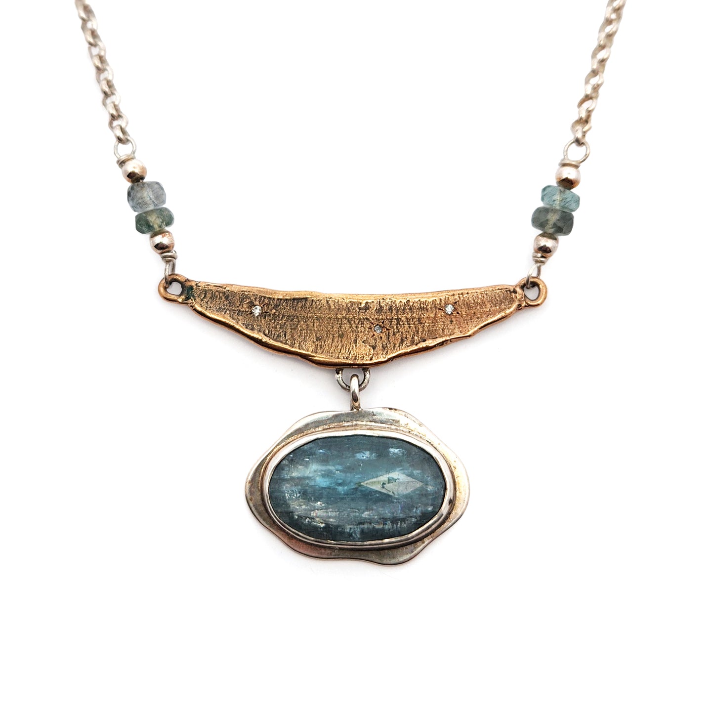 Sterling, Bronze & Kyanite Organic Necklace