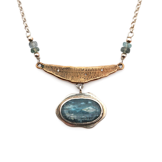 Sterling, Bronze & Kyanite Organic Necklace