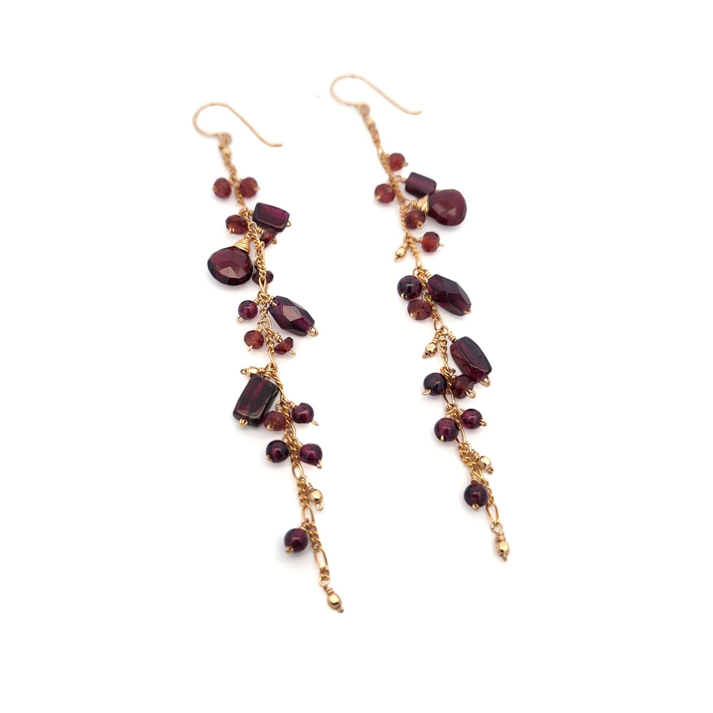 Garnet Cluster Bead Earrings