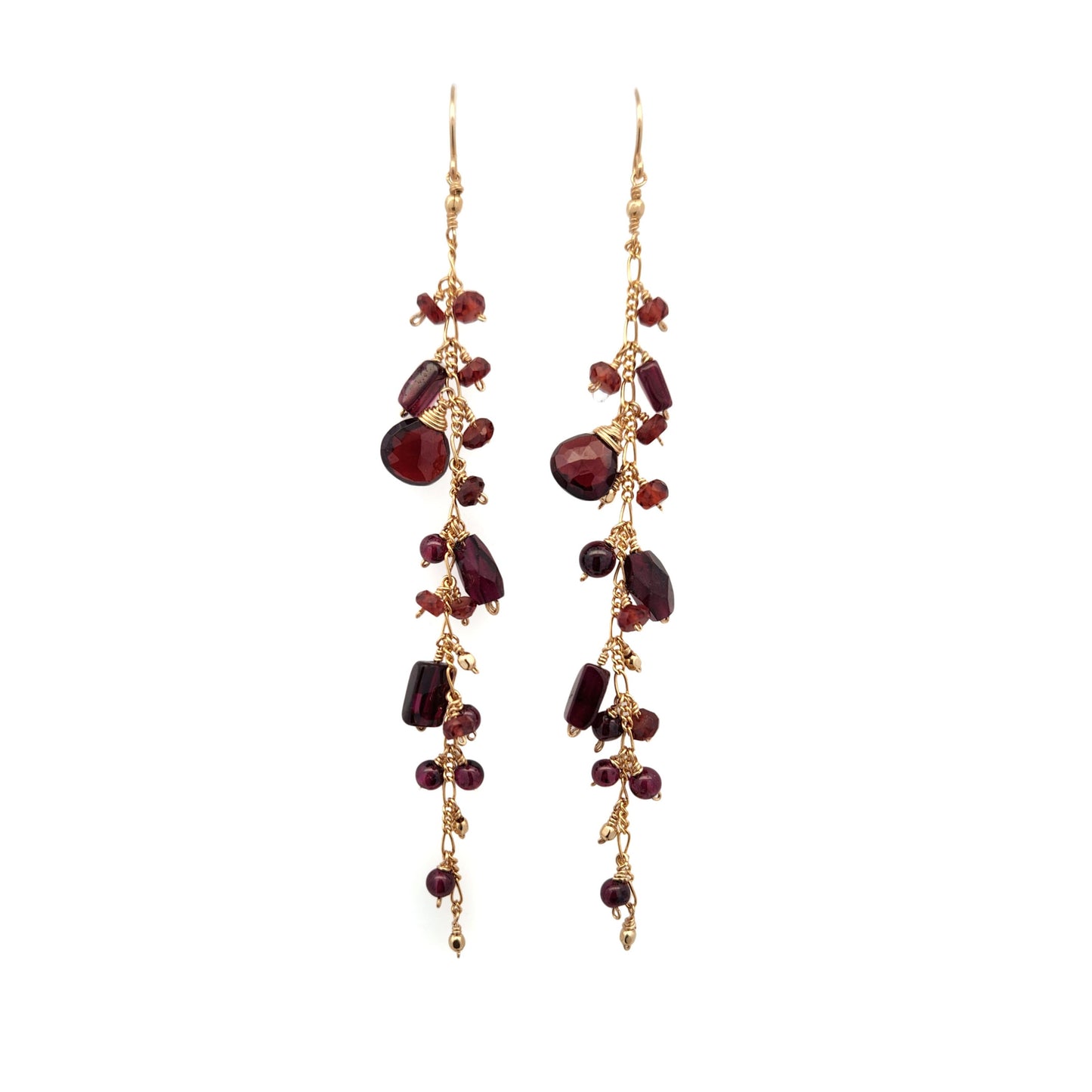 Garnet Cluster Bead Earrings
