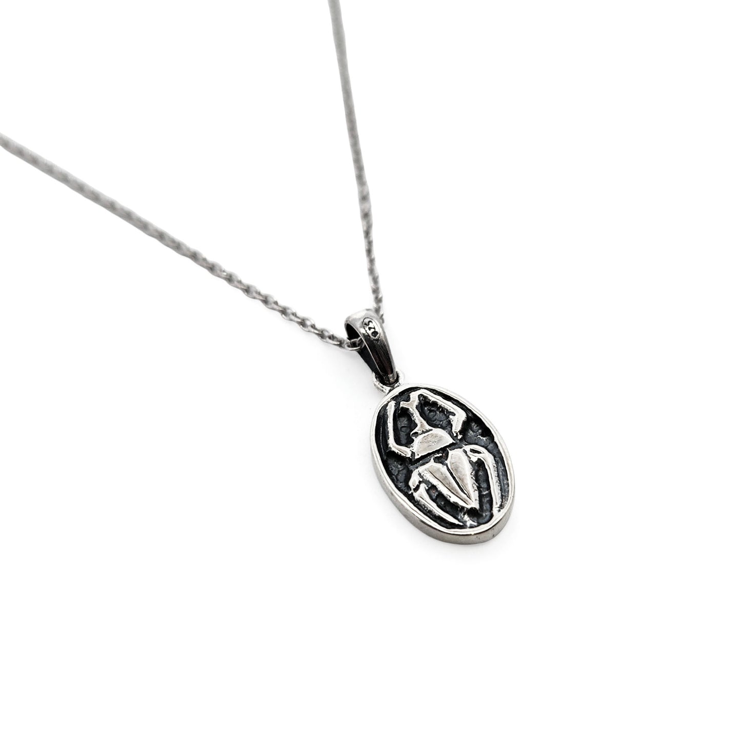 Double-Sided Beetle & Snake Oval Pendant