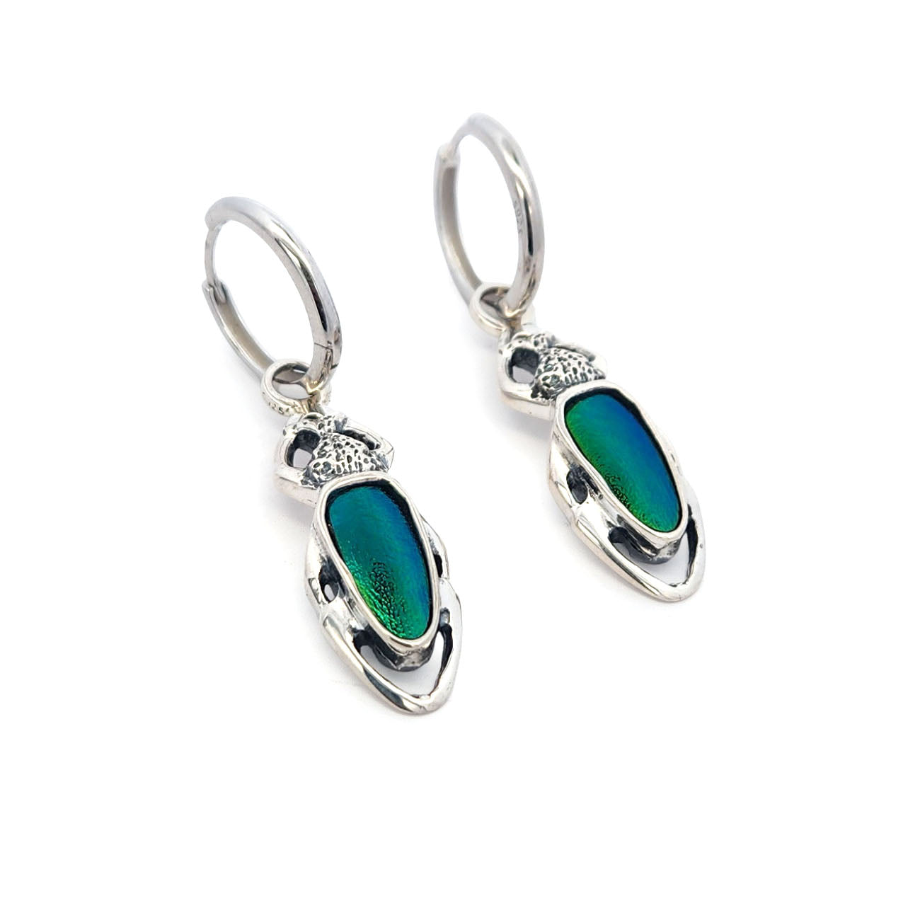 Long Beetle Elytra Earrings