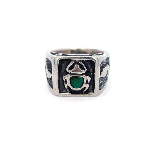Beetle Elytra Shell & Snake Signet Ring