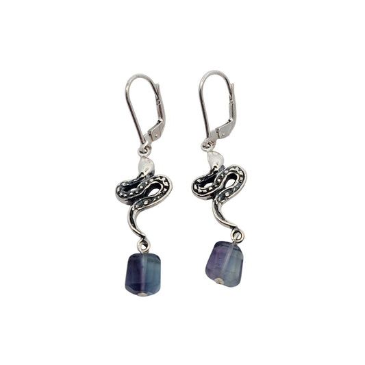 Snake & Fluorite Drop Earrings