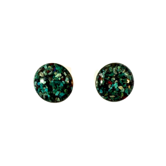 Blue & Green Crushed Gemstone Studs