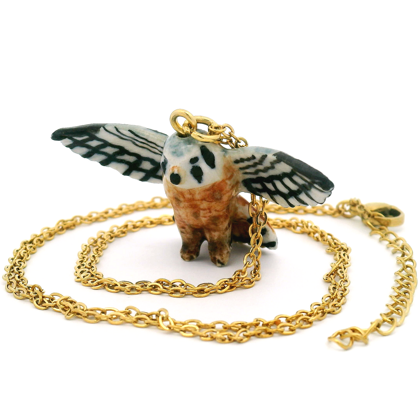 Porcelain Kestrel Falcon Pendant