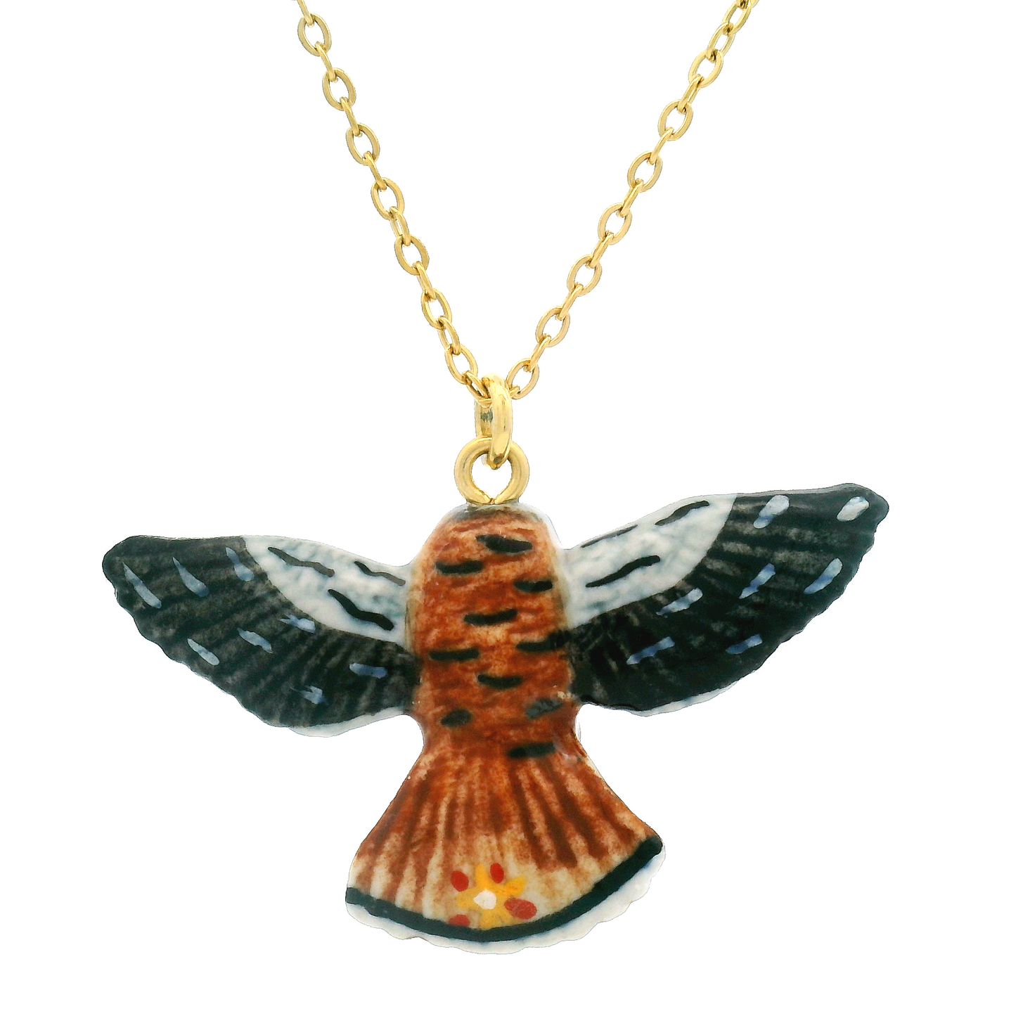 Porcelain Kestrel Falcon Pendant