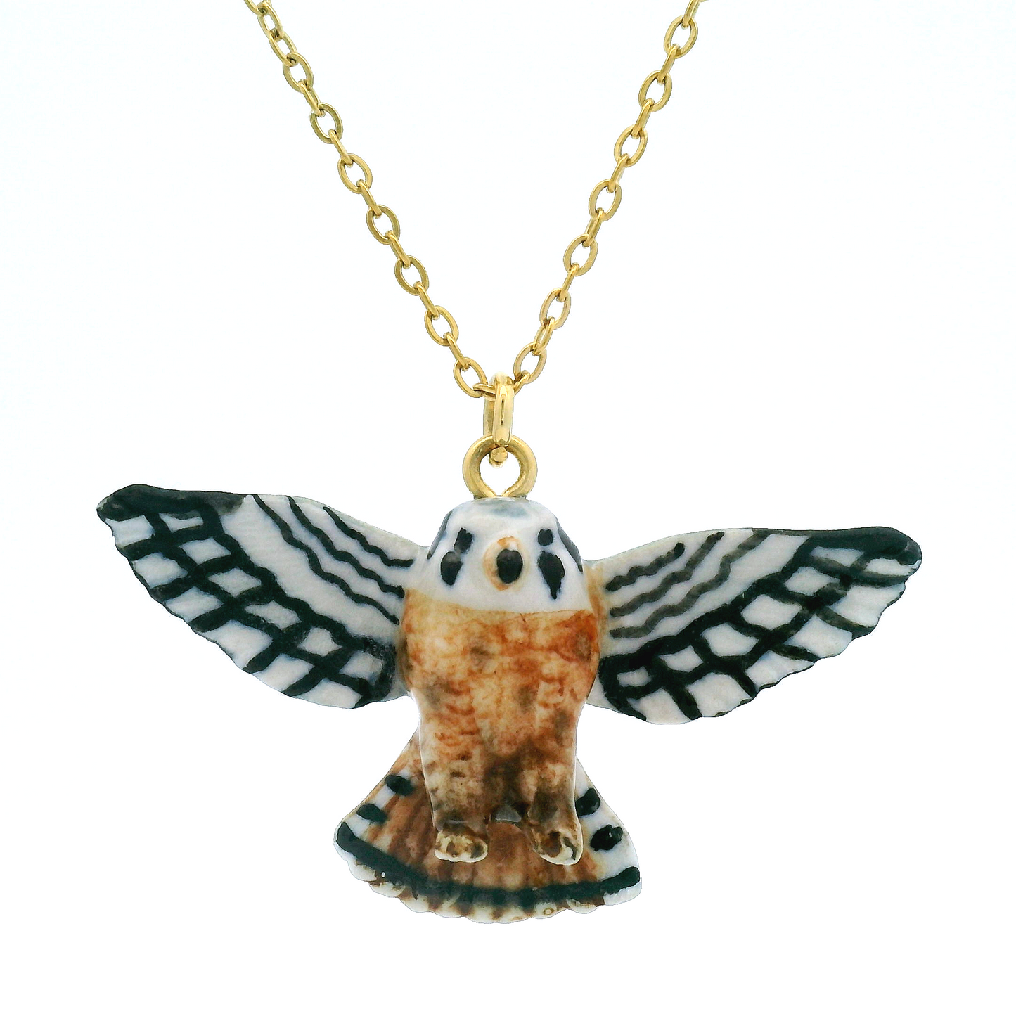Porcelain Kestrel Falcon Pendant
