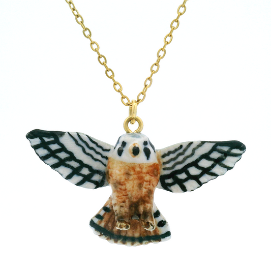Porcelain Kestrel Falcon Pendant