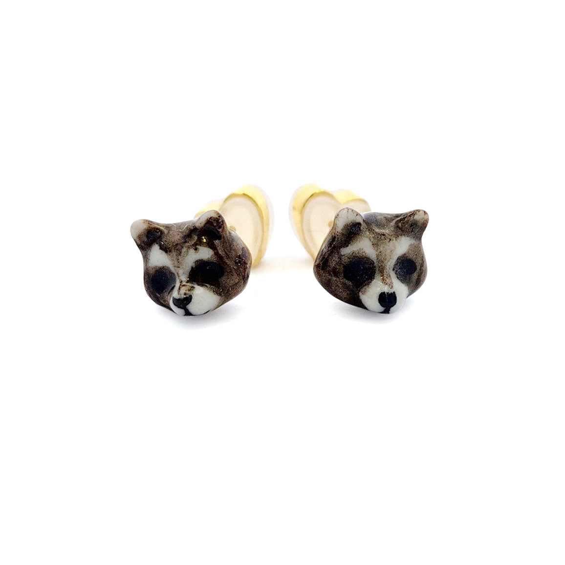 Porcelain Racoon Studs