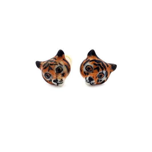 Porcelain Tiger Studs