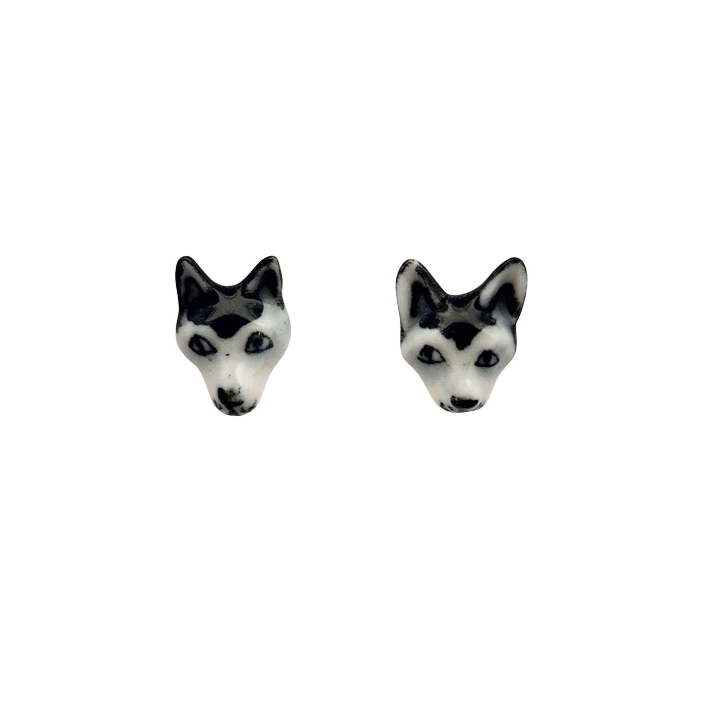 Porcelain Wolf Studs