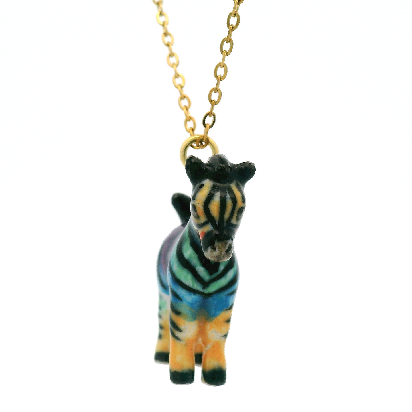 Porcelain Rainbow Zebra Pendant