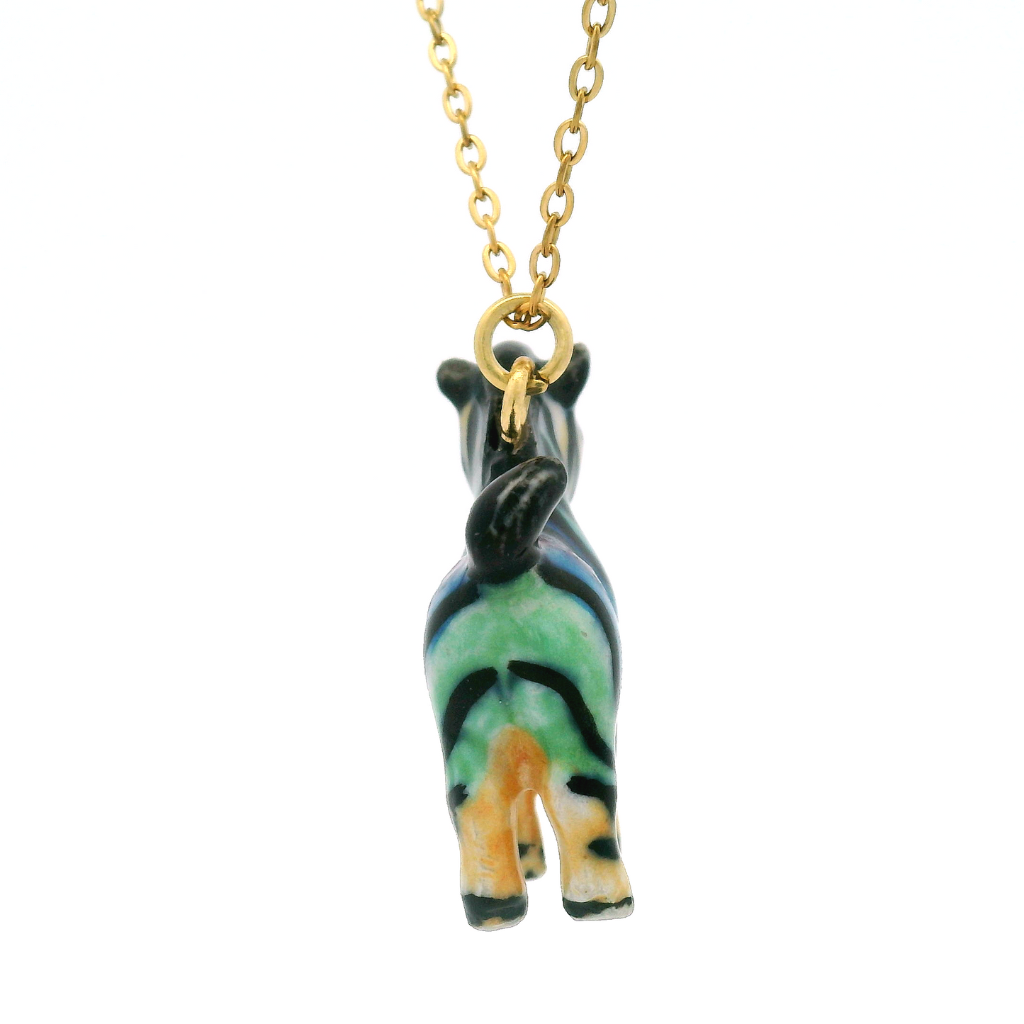 Porcelain Rainbow Zebra Pendant