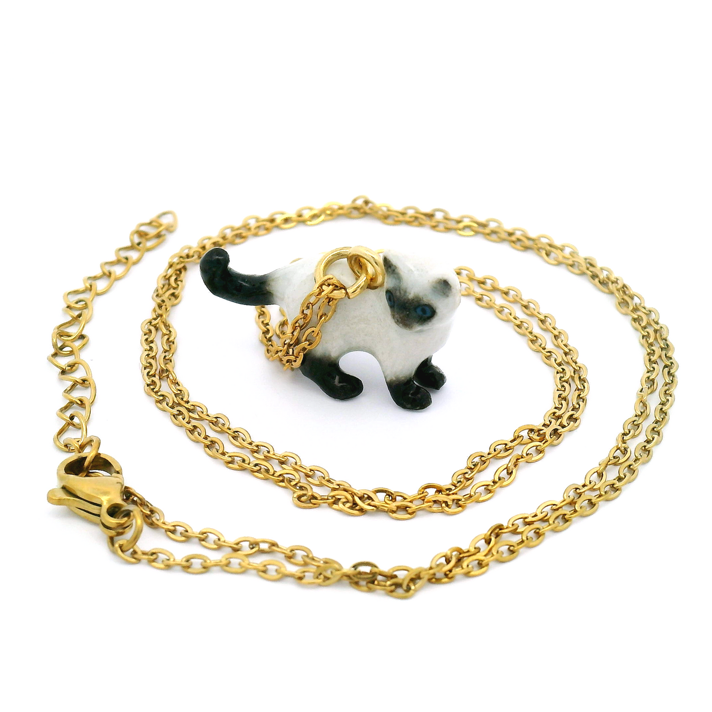 Porcelain Siamese Cat Pendant
