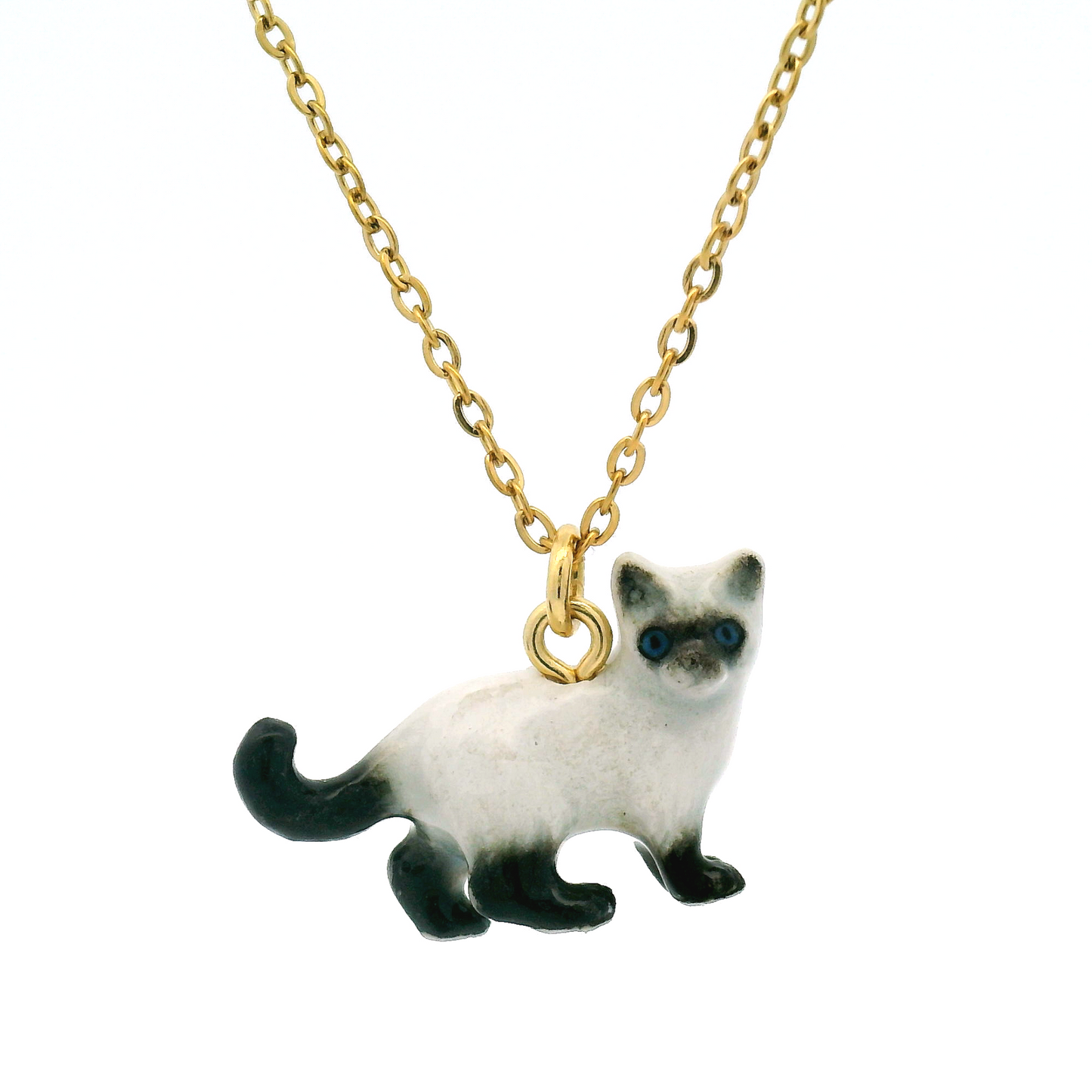 Porcelain Siamese Cat Pendant