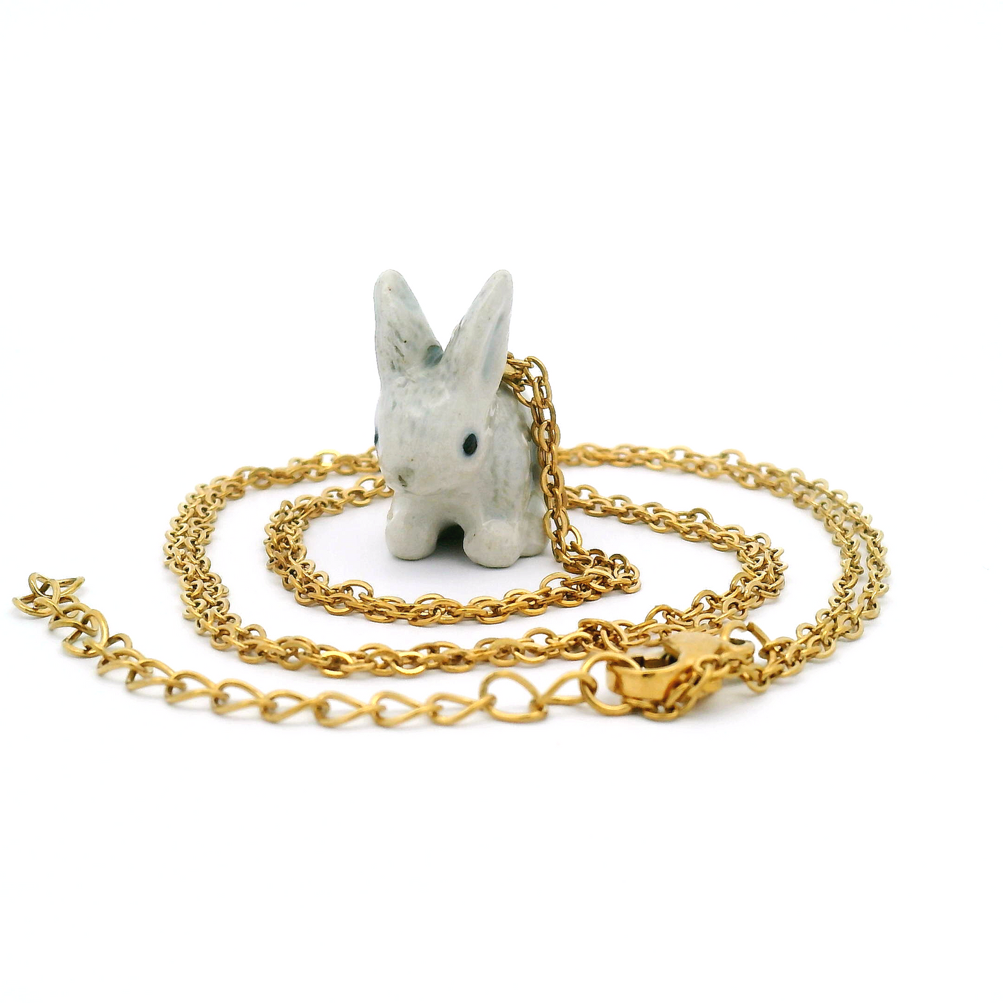 Porcelain Goldentail Rabbit Pendant