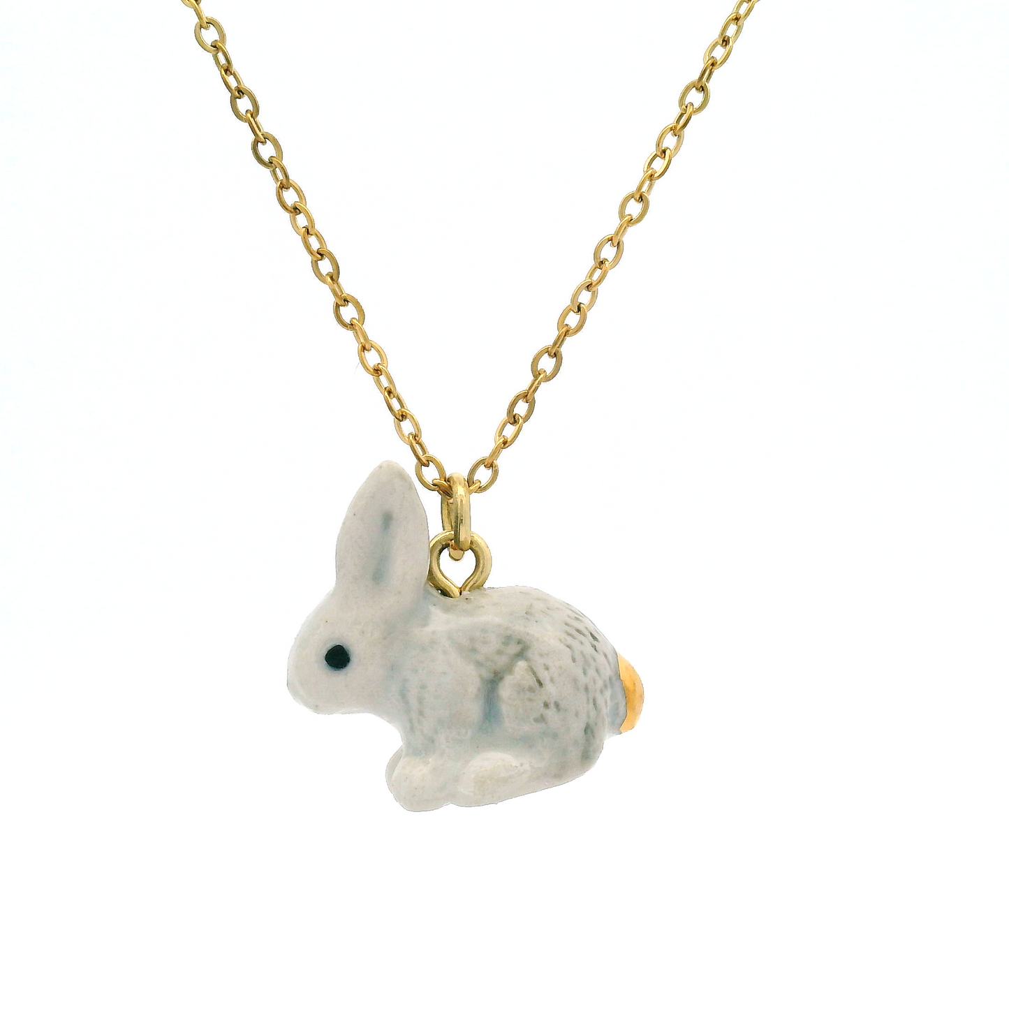 Porcelain Goldentail Rabbit Pendant