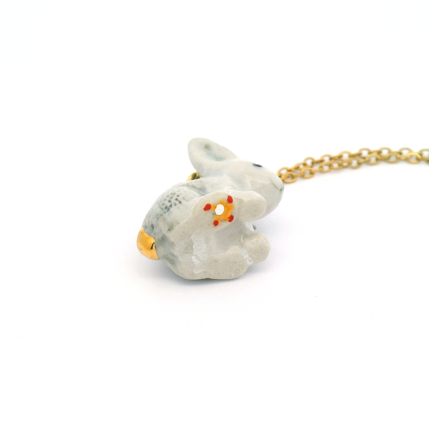 Porcelain Goldentail Rabbit Pendant