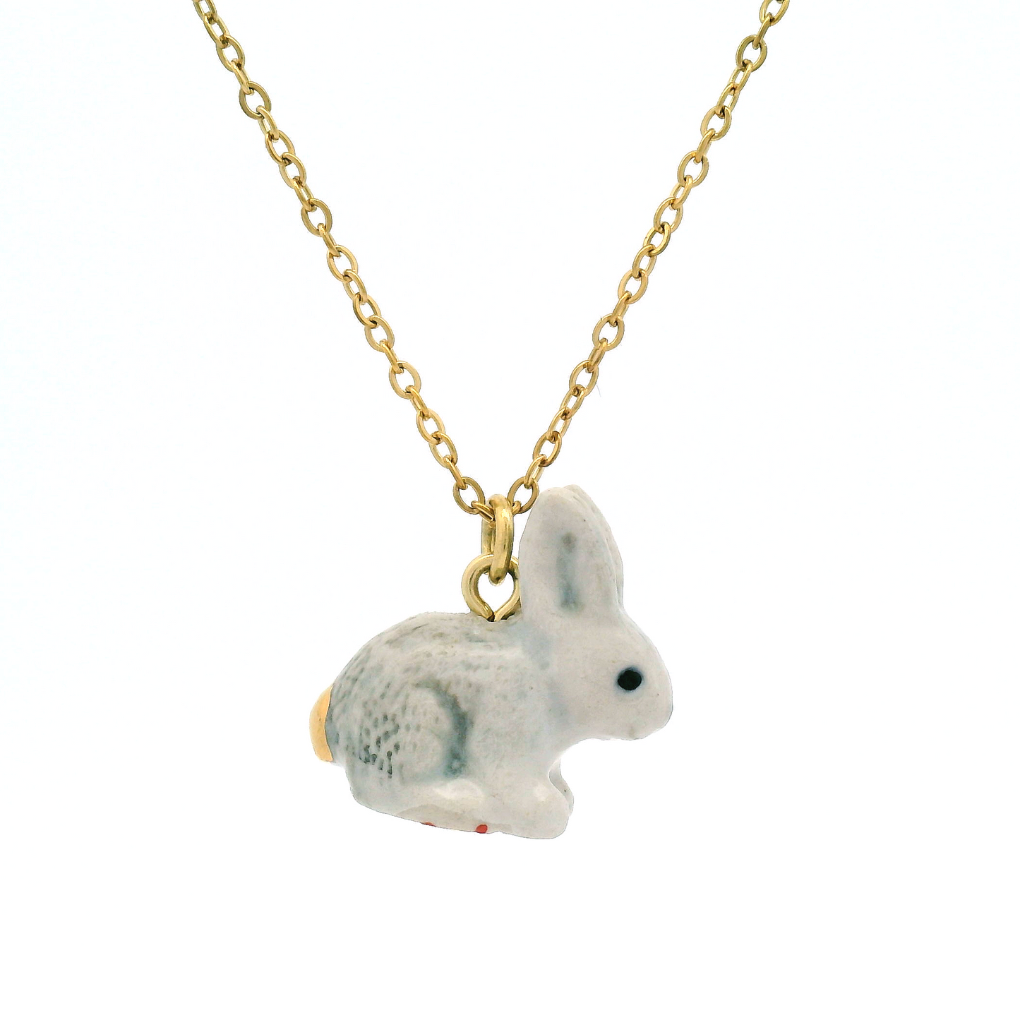 Porcelain Goldentail Rabbit Pendant