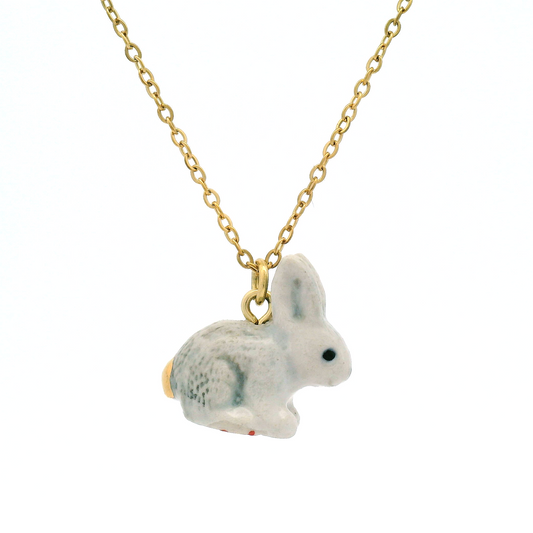 Porcelain Goldentail Rabbit Pendant