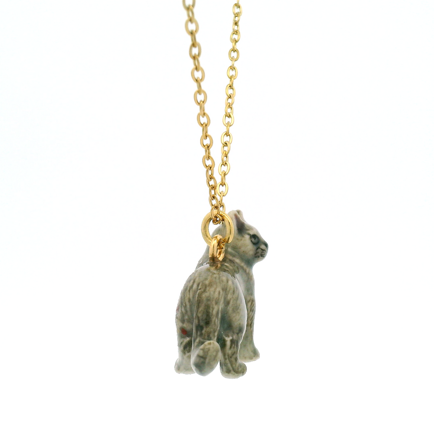 Porcelain Grey Cat Pendant