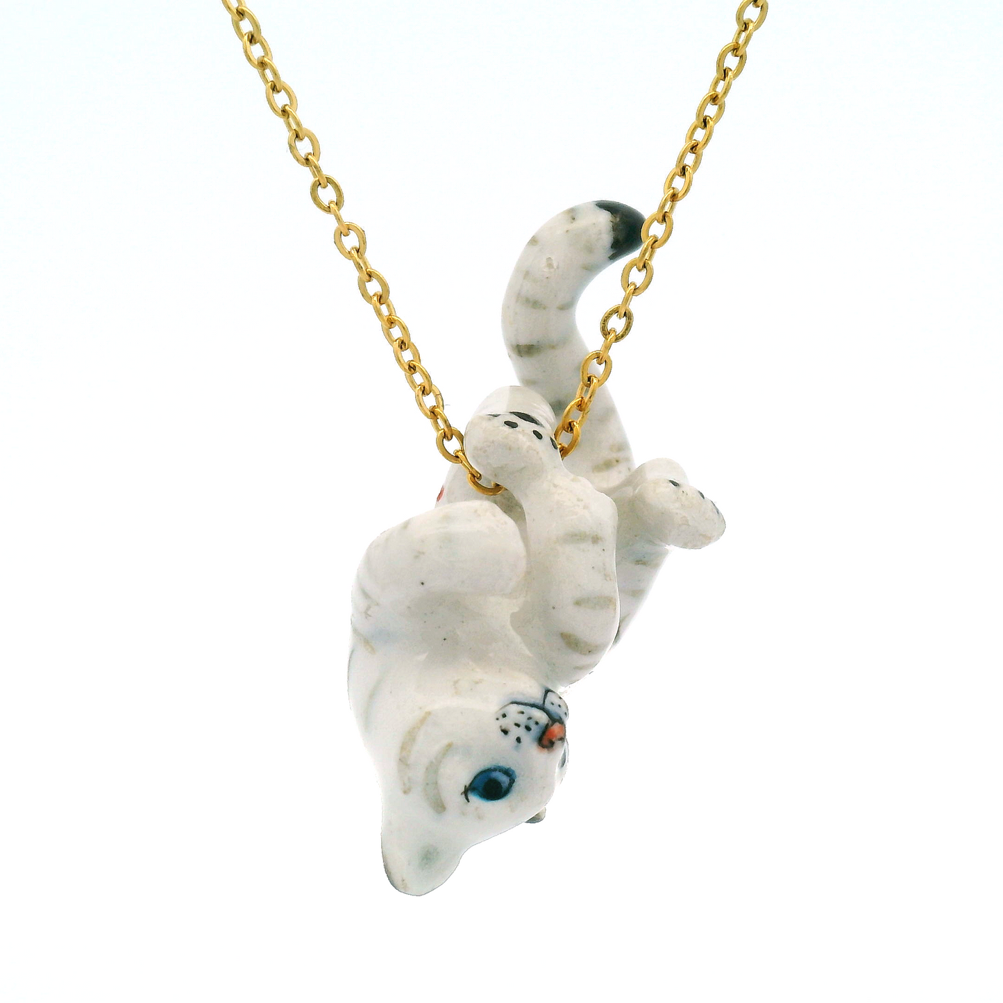 White Tiger Cub Porcelain Pendant