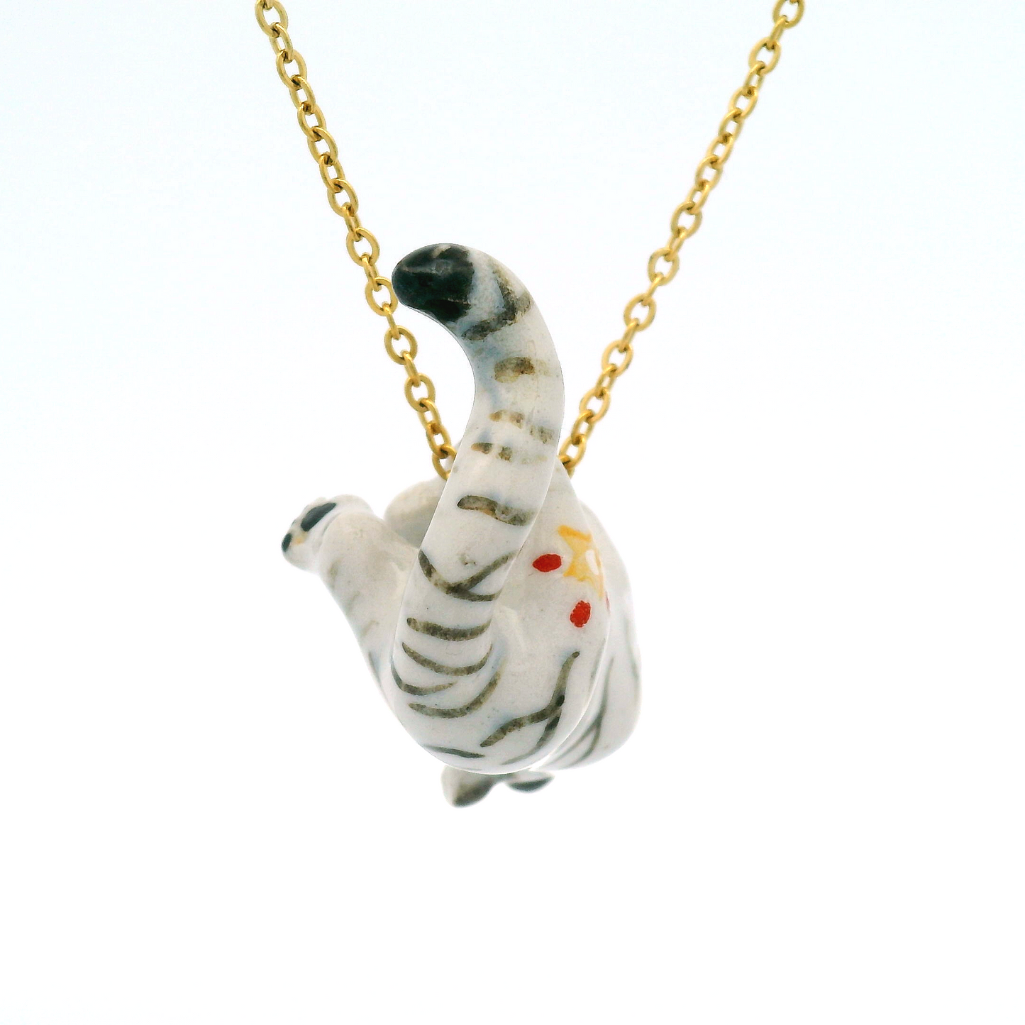 White Tiger Cub Porcelain Pendant