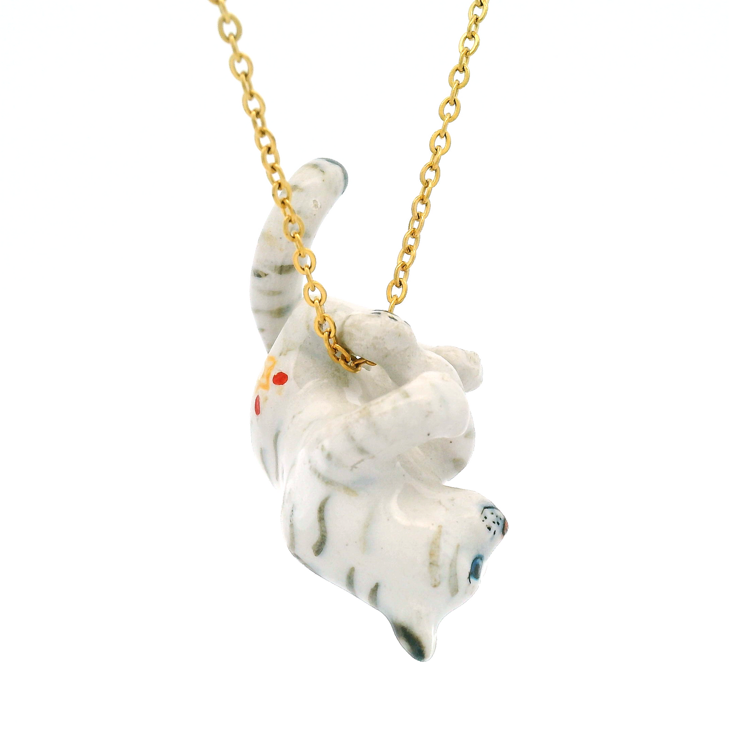 White Tiger Cub Porcelain Pendant