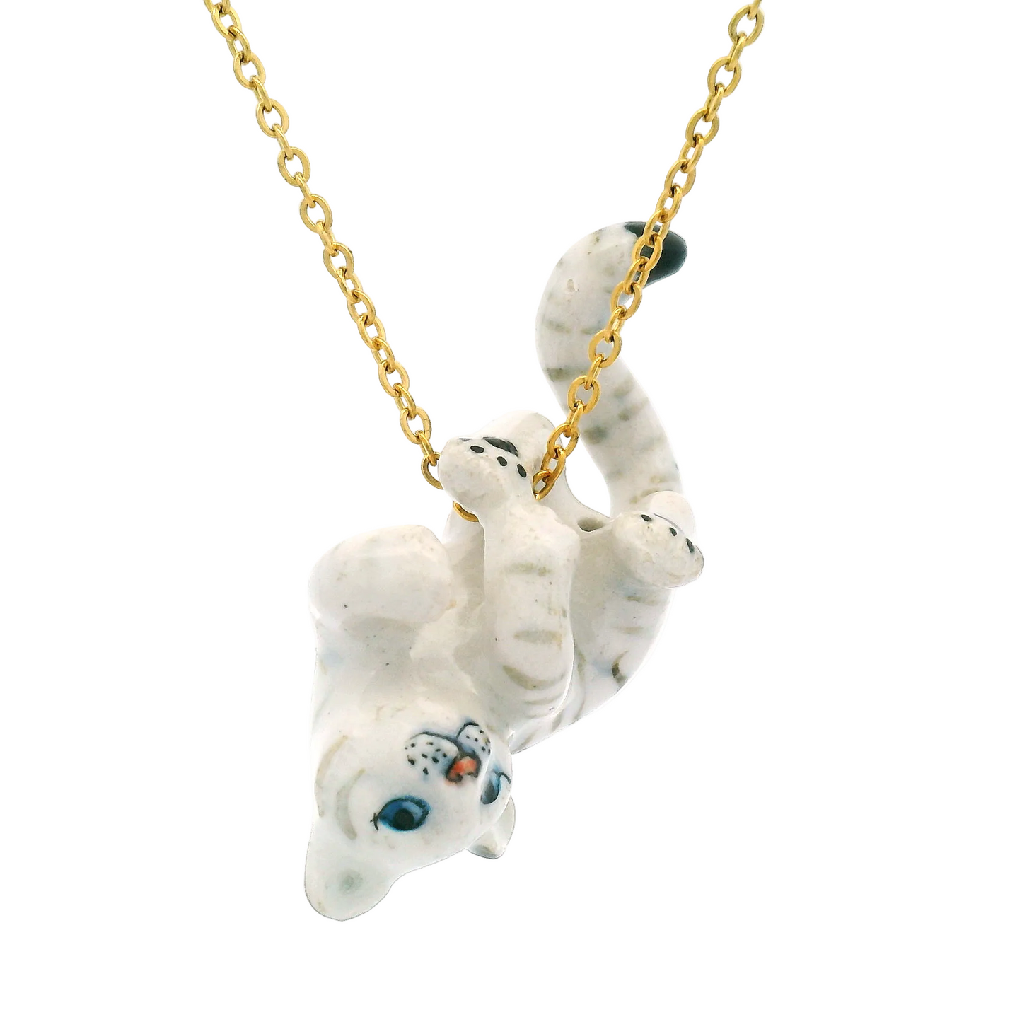 White Tiger Cub Porcelain Pendant