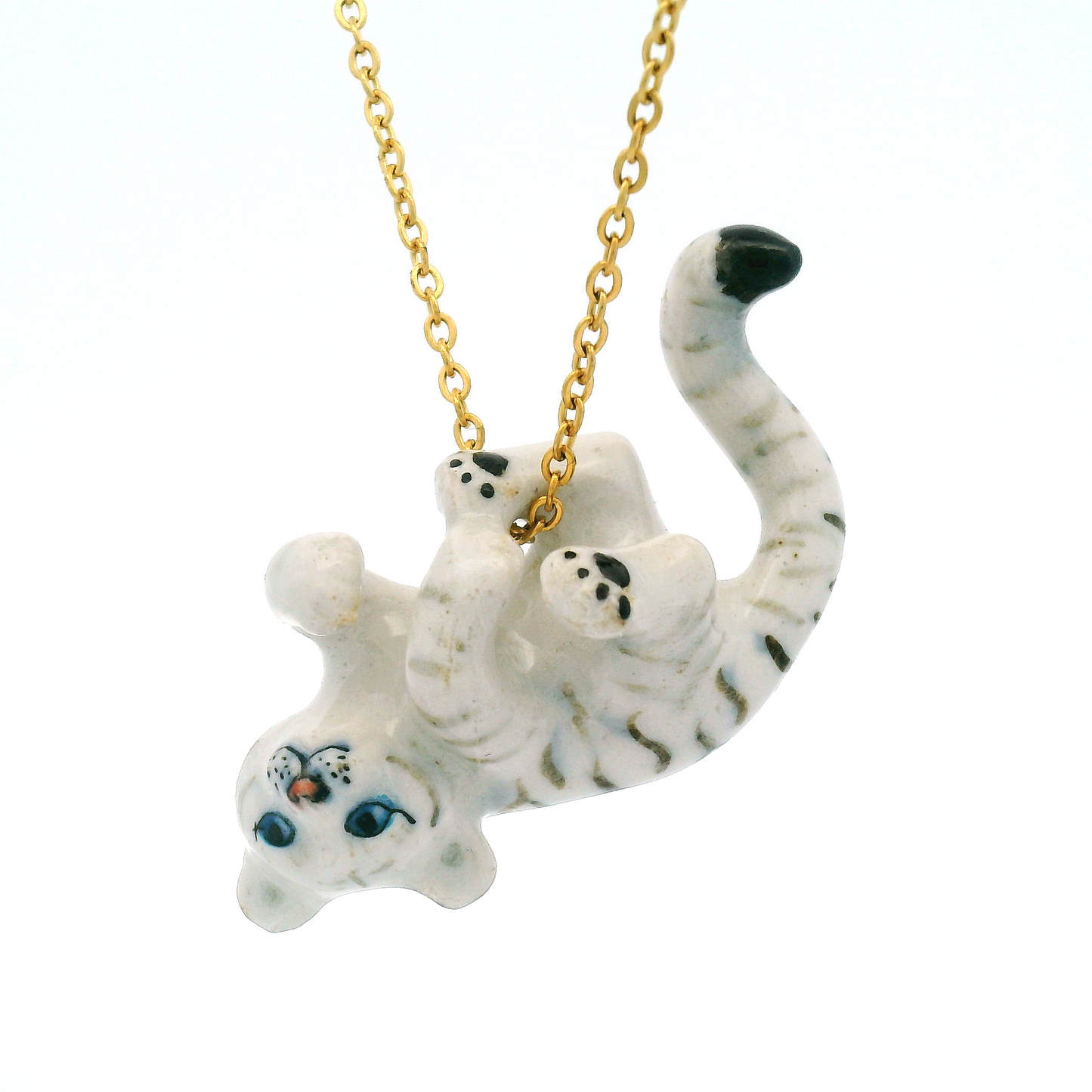 White Tiger Cub Porcelain Pendant