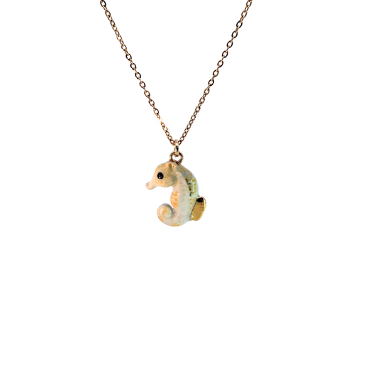 Porcelain Arctic Seahorse Pendant