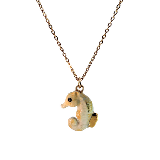 Porcelain Arctic Seahorse Pendant