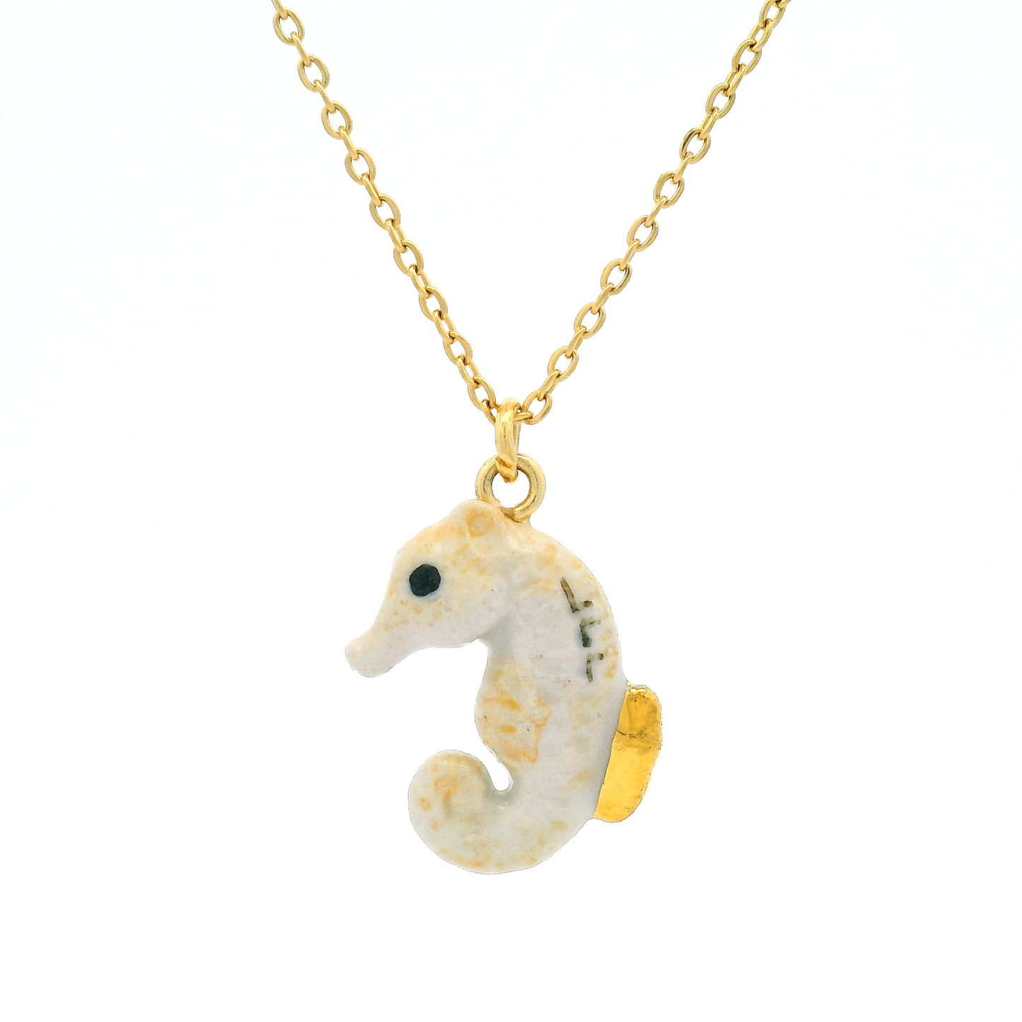 Porcelain Arctic Seahorse Pendant