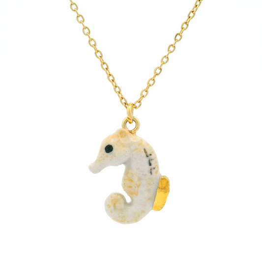 Porcelain Arctic Seahorse Pendant