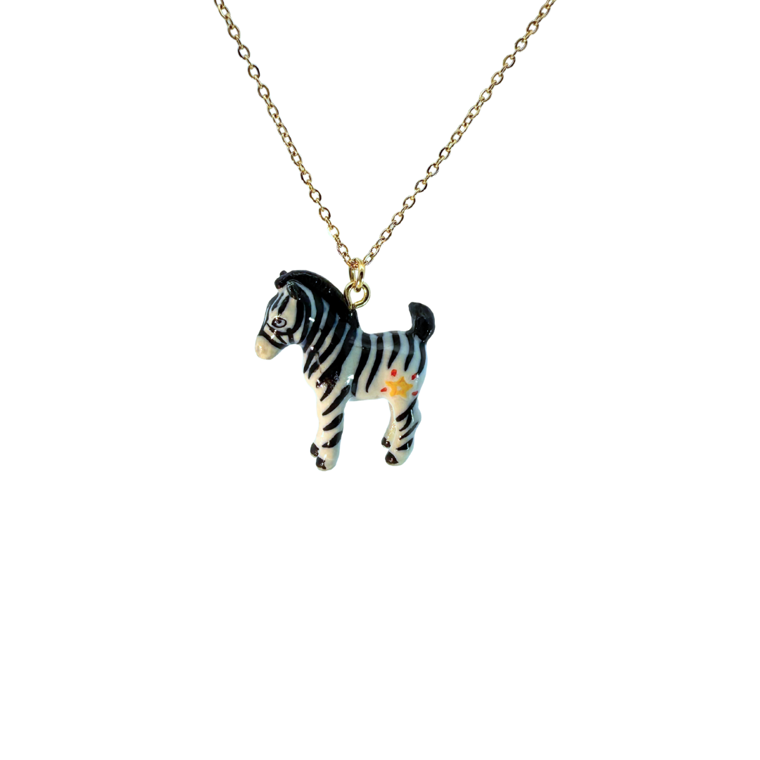 Porcelain Zebra Pendant