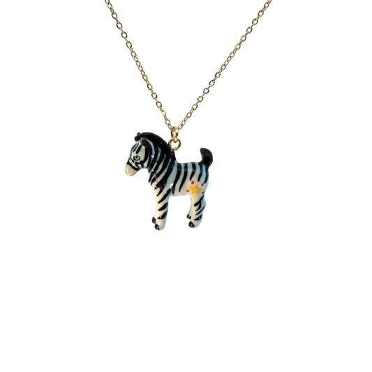 Porcelain Zebra Pendant