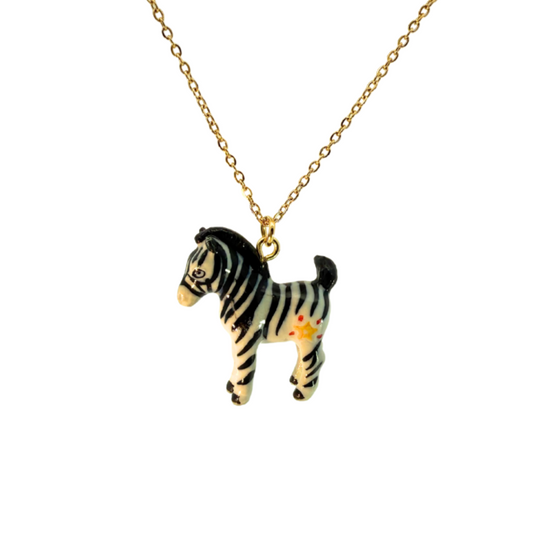 Porcelain Zebra Pendant