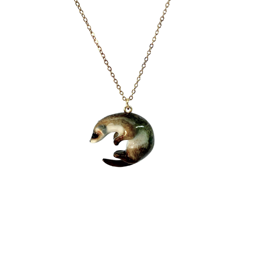 Porcelain Ferret Pendant