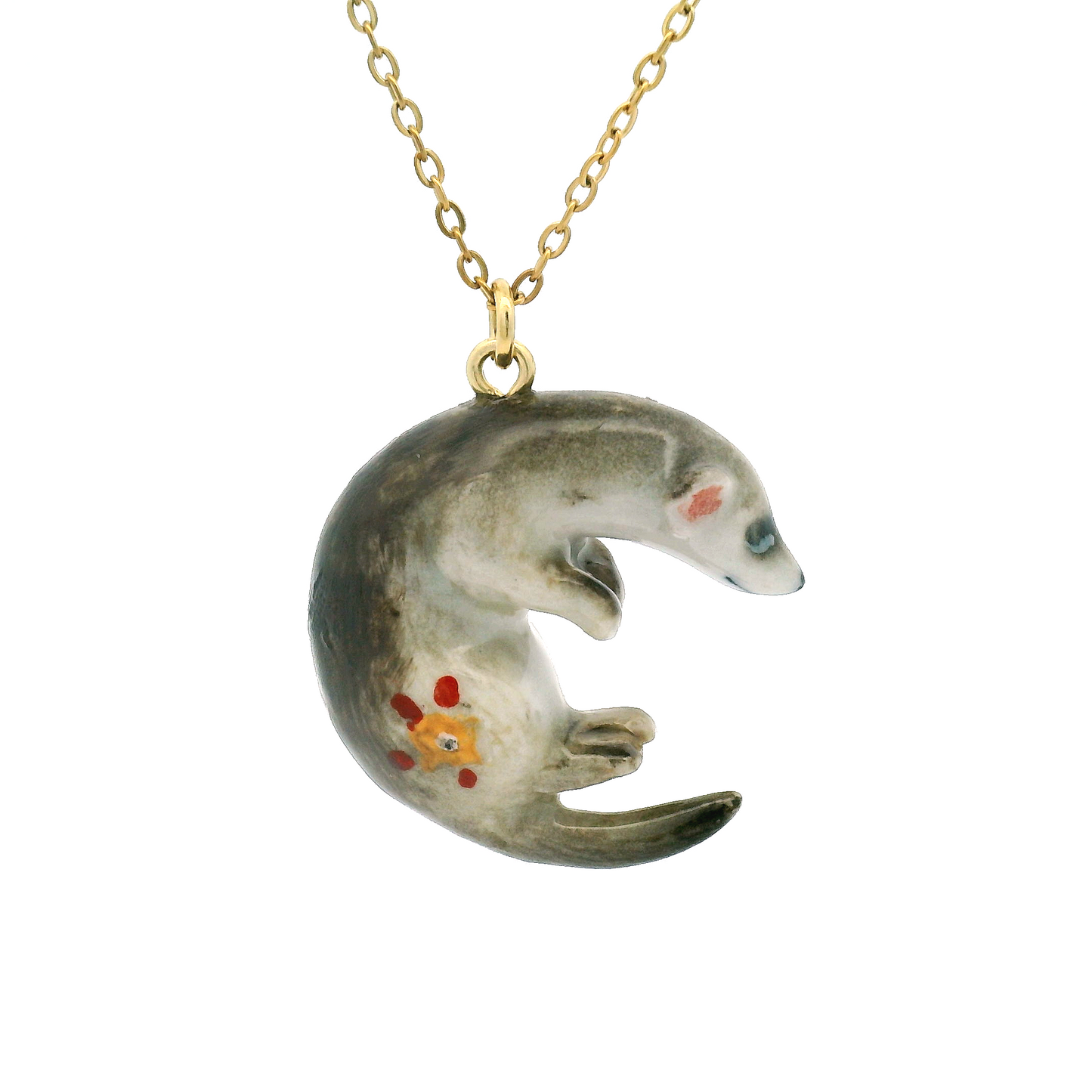 Porcelain Ferret Pendant