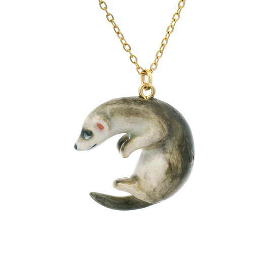 Porcelain Ferret Pendant