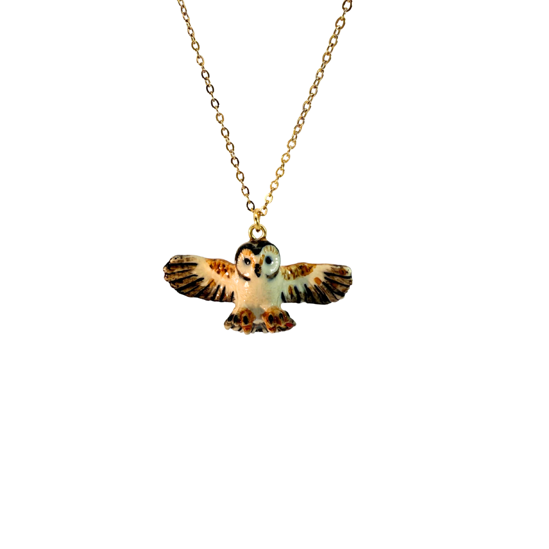 Porcelain Barn Owl Pendant